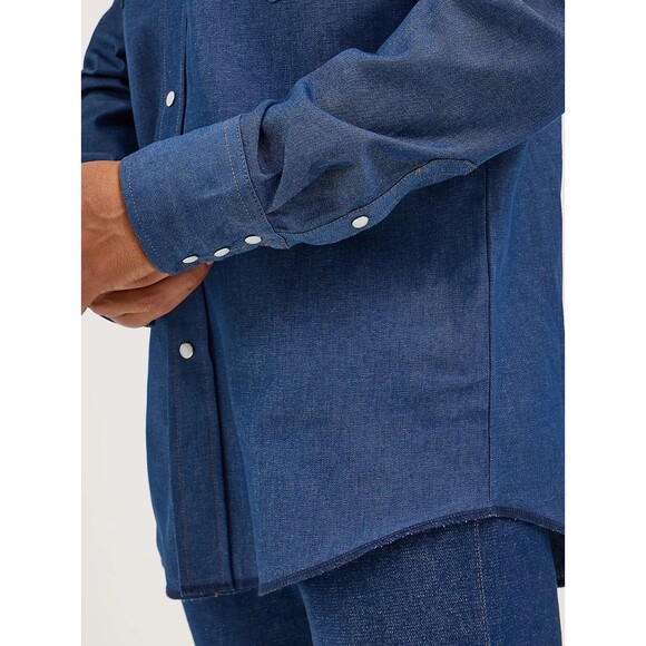 Wrangler Cowboy Cut Firm Finish Denim Western Snap Work Shirt Indigo Size LT NWT - Picture 5 of 5